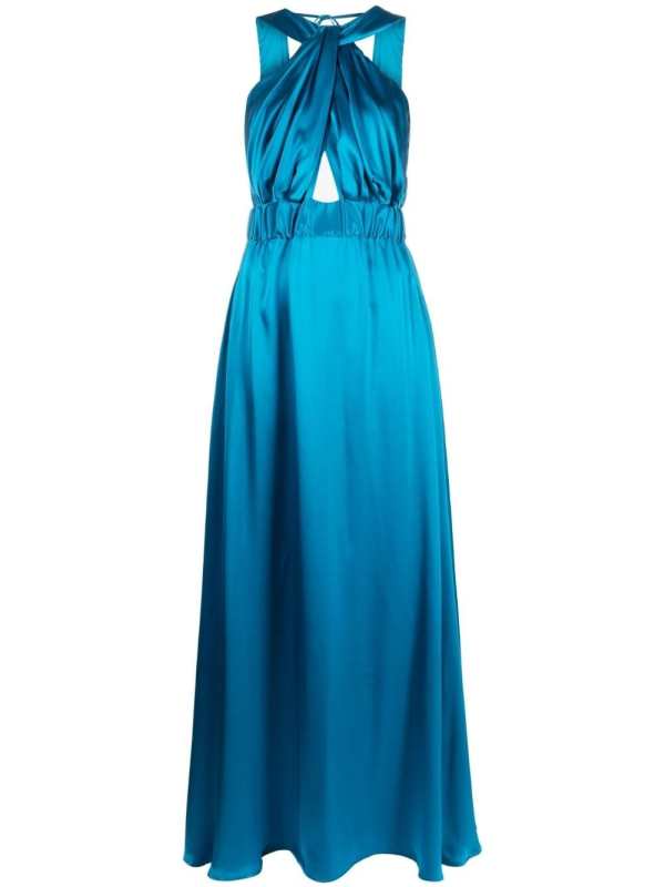 long sleeveless silk dress