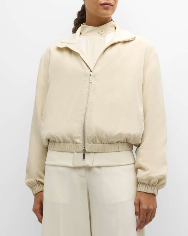 Silk Zip Bomber Jacket