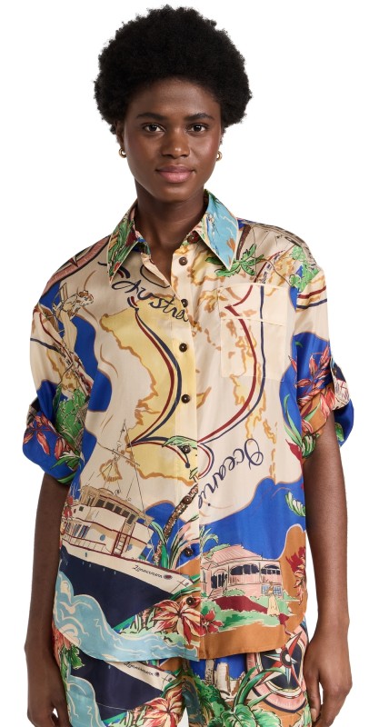 Zimmermann Alight Short Sleeve Shirt Nautical Map