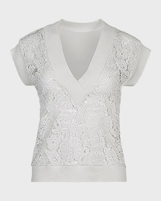 Ombelle V-Neck Floral Lace Vest