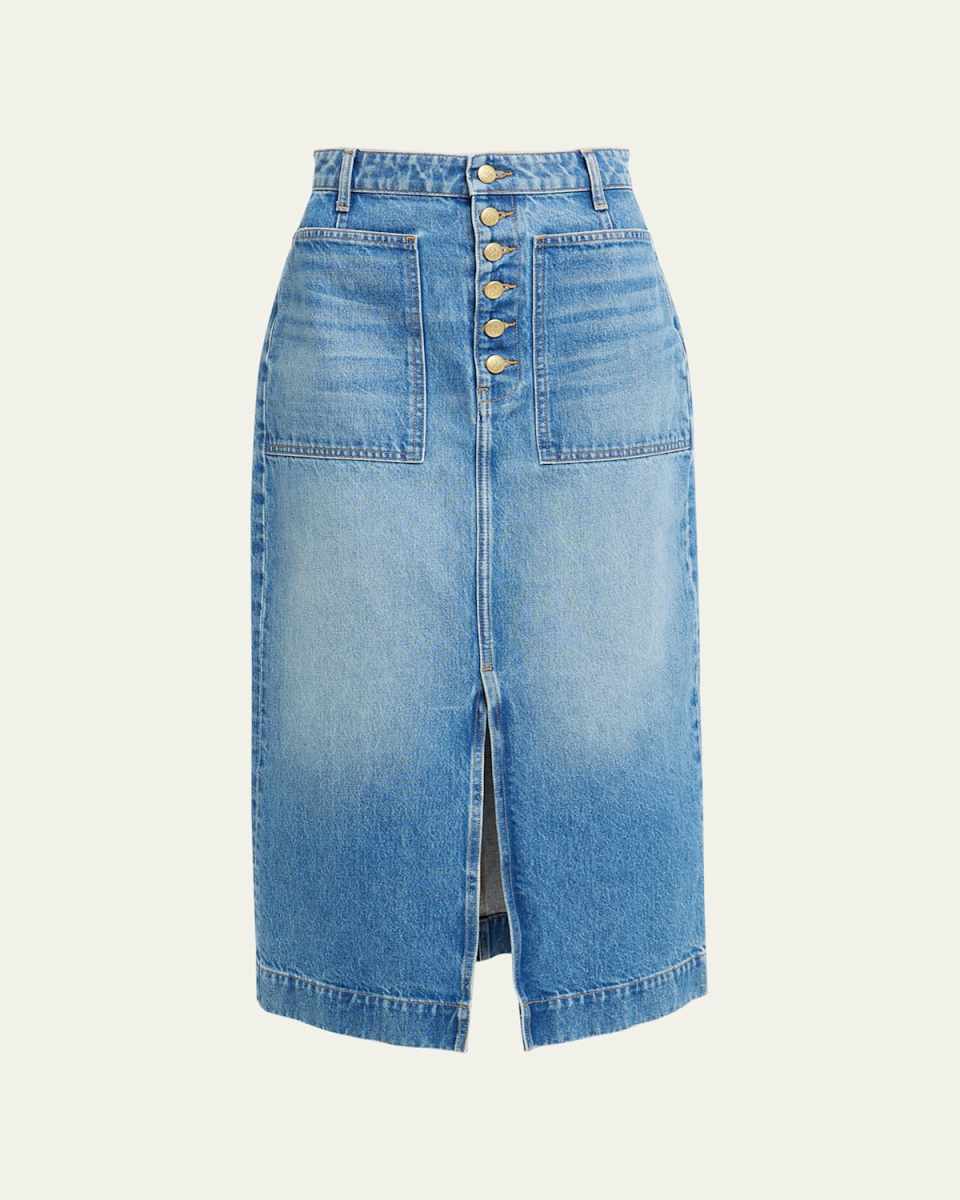 The Bea Vented Midi Denim Skirt