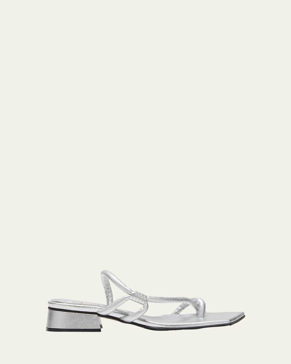 Noodle Tubular Metallic Slingback Sandals