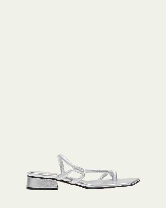 Noodle Tubular Metallic Slingback Sandals