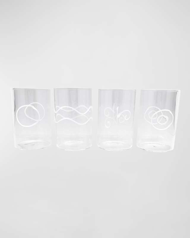Applique Suite of Highball Glasses, Set of 4