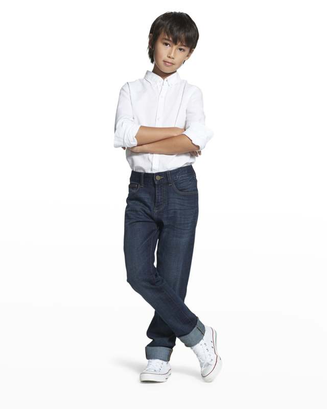 Boy's Brady Straight Leg Dark Rinse Jeans, Size 8-14