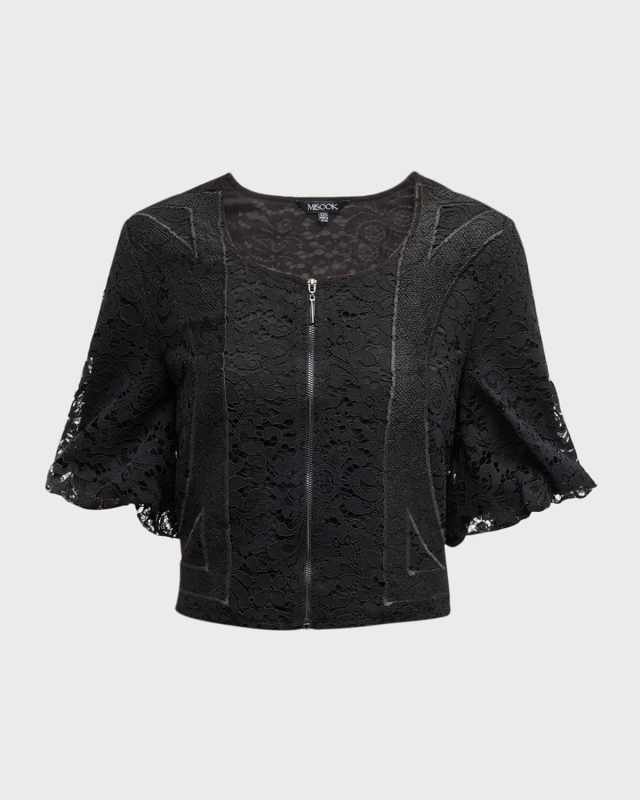Puff-Sleeve Floral Lace Blouse