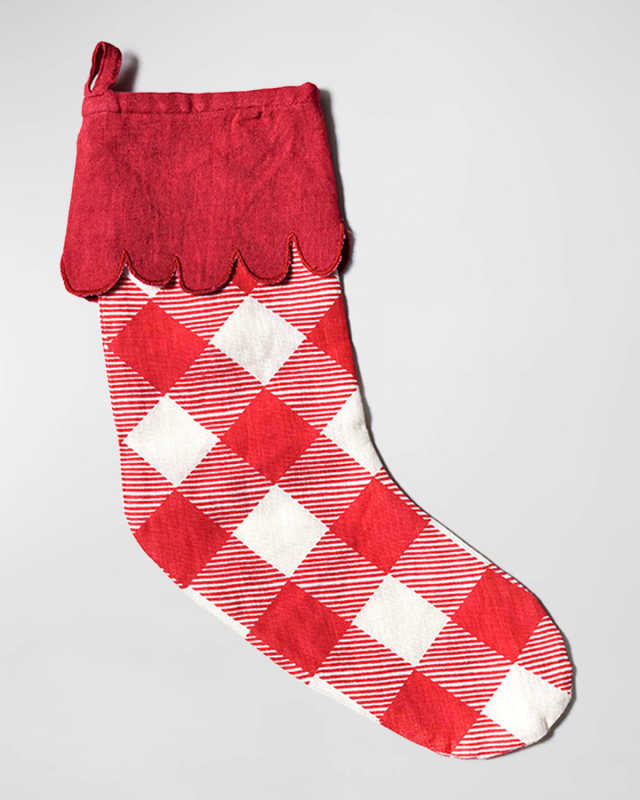 Buffalo Christmas Stocking With Scallop Trim