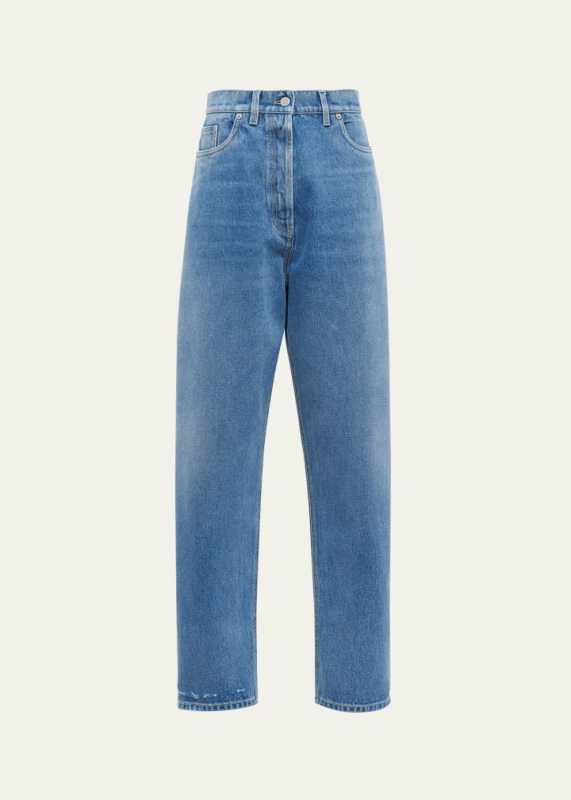 PRADA Washed Denim Pant with Signature Logo