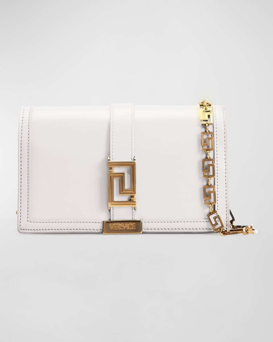 Greca Goddess Leather Wallet on Chain