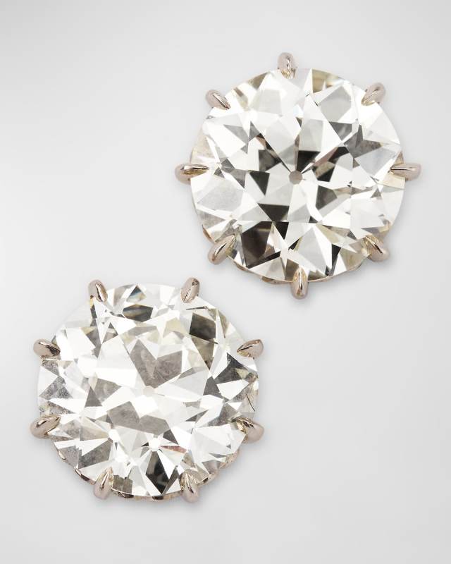 Estate 18K Gold and Platinum Diamond Stud Earrings