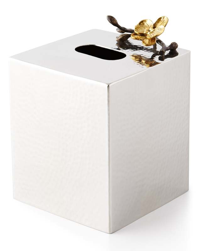 Gold Orchid Tissue Box Cover