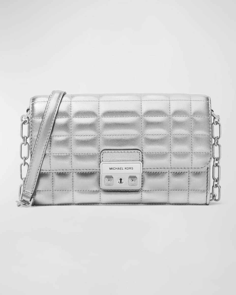 Tribeca Large Quilted Metallic Wallet on Chain