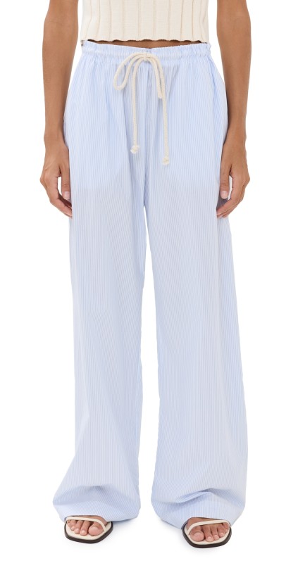 perfectwhitetee Andi Cotton Poplin Pants Pinstripe