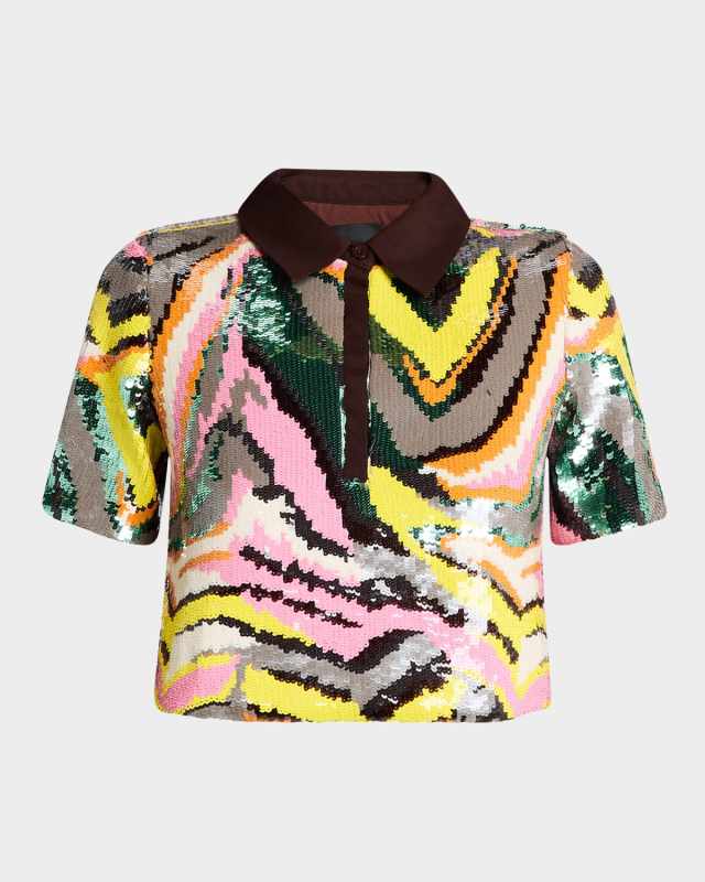 Pop Art Sequined Polo Top