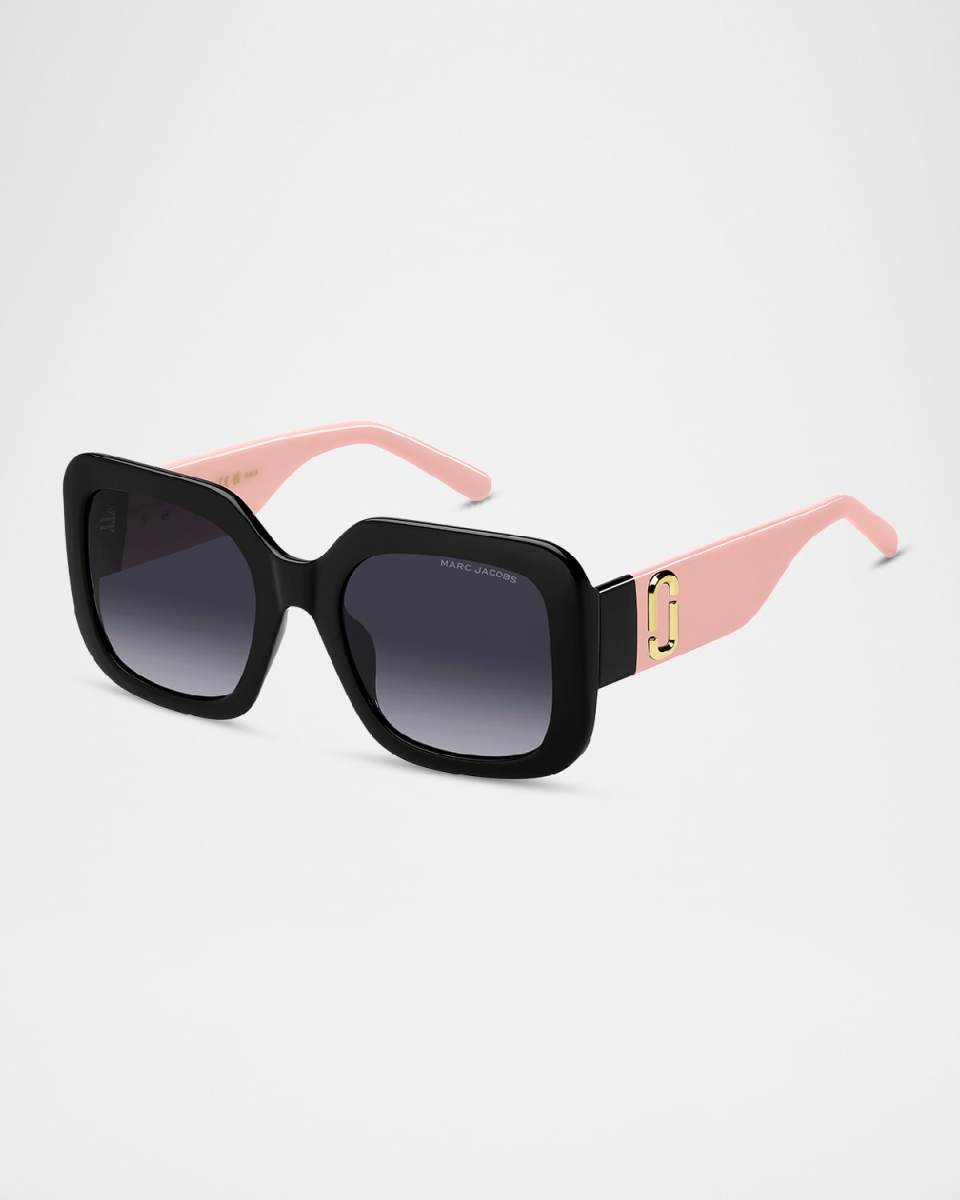J Marc Logo Acetate Square Sunglasses