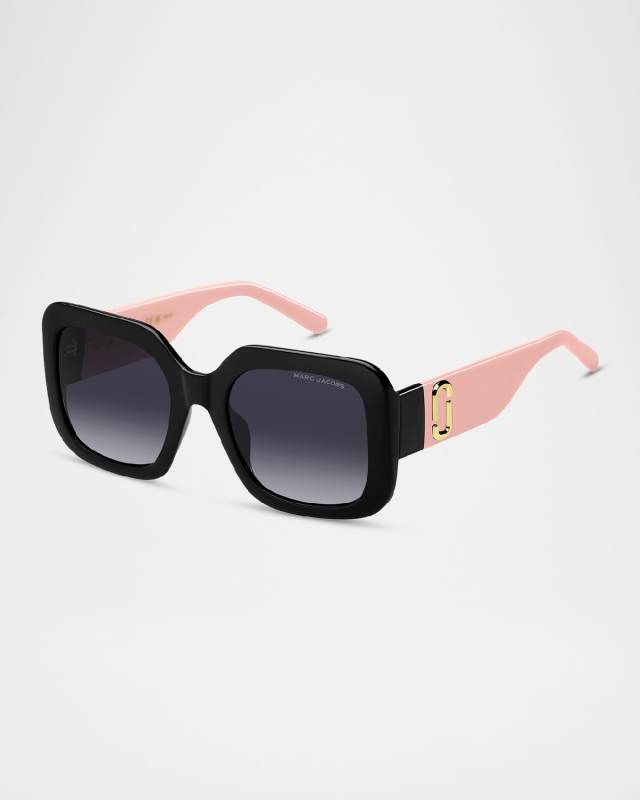 J Marc Logo Acetate Square Sunglasses