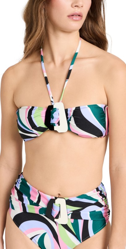 PatBO Delos Bandeau Bikini Top Black Multi