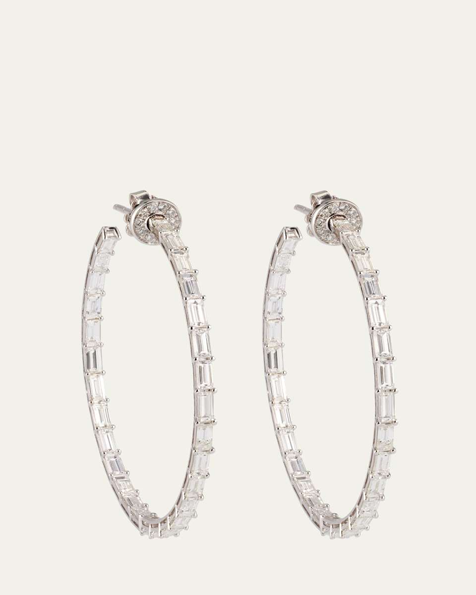 18k White Gold Hoop Earring With Diamonds