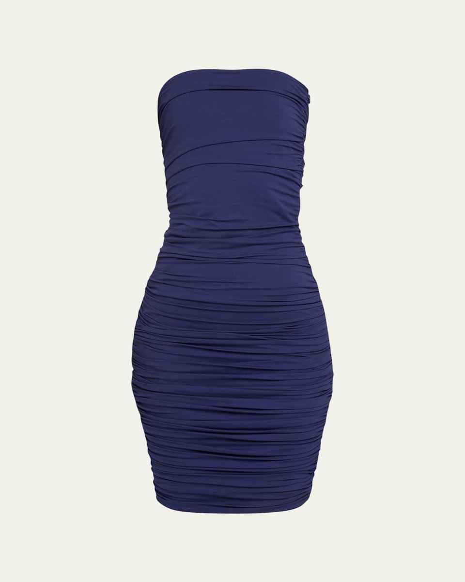 Ruched Strapless Midi Dress