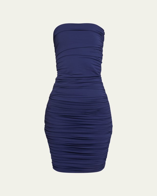 Ruched Strapless Midi Dress