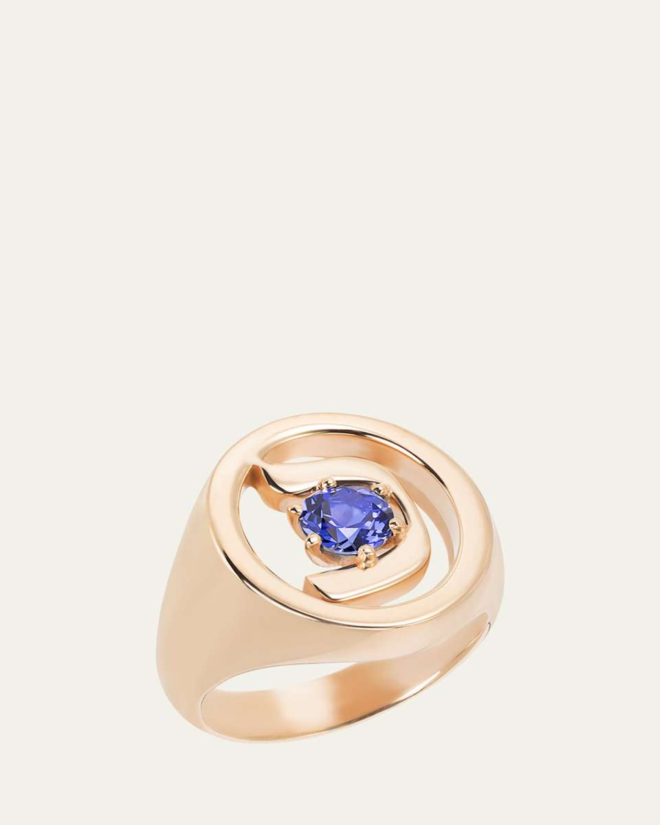 18K Gold Hebrew KHAF Initial Signet Ring
