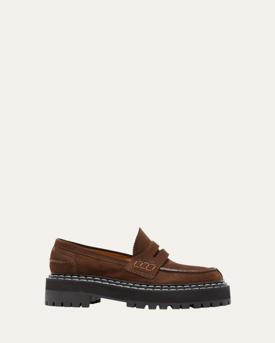 Lug Sole Platform Suede Loafers