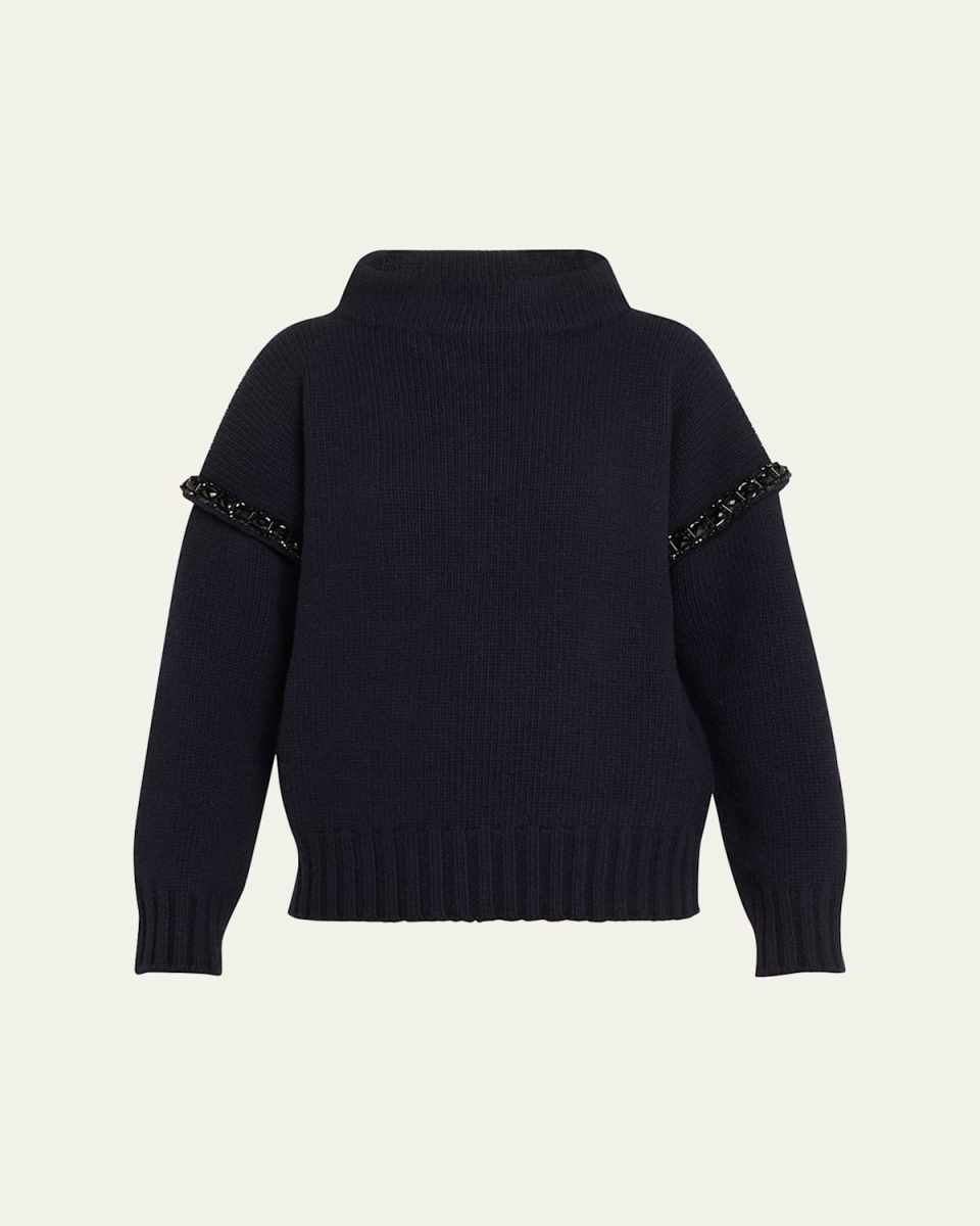 Gene Crystal-Shoulder Oversized Wool Sweater