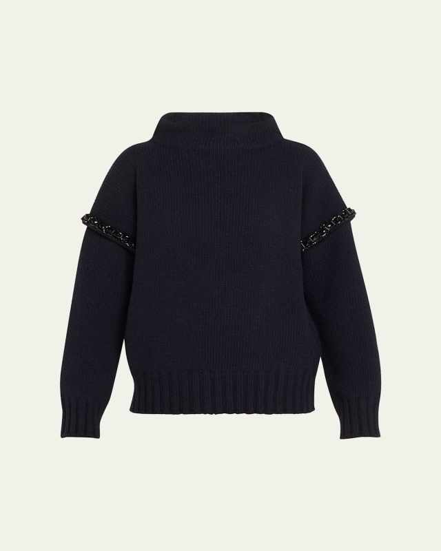 Gene Crystal-Shoulder Oversized Wool Sweater