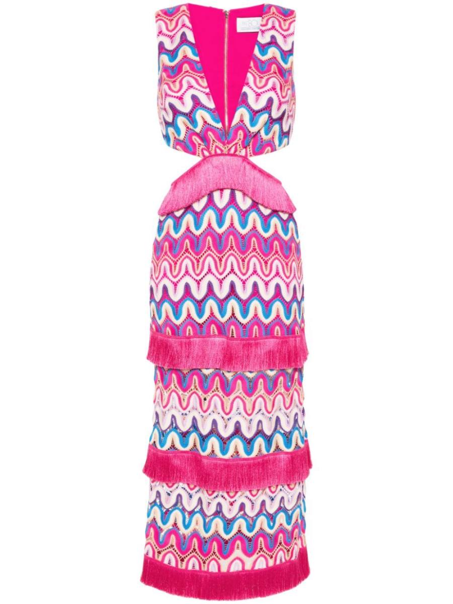 cut-out crochet midi dress