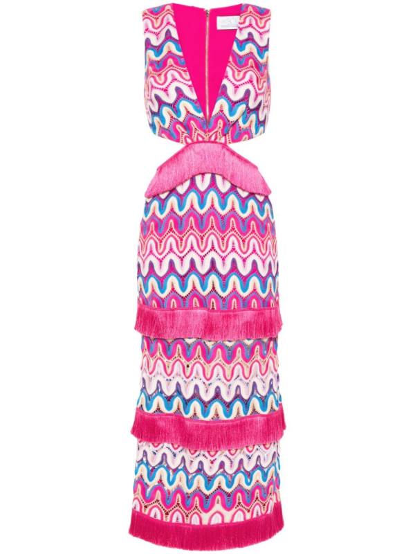 cut-out crochet midi dress