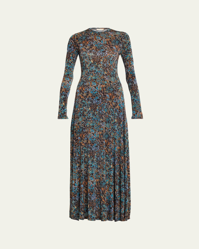 Amari Printed Long-Sleeve Maxi Dress