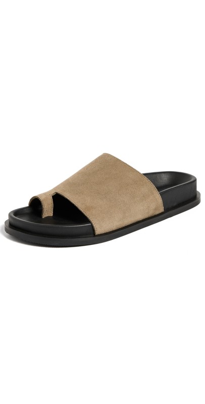St. Agni Loe Suede Slides Kelp