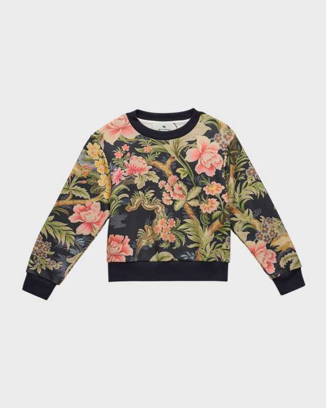 Girl's Floral-Print Sweatshirt, Size 4-10