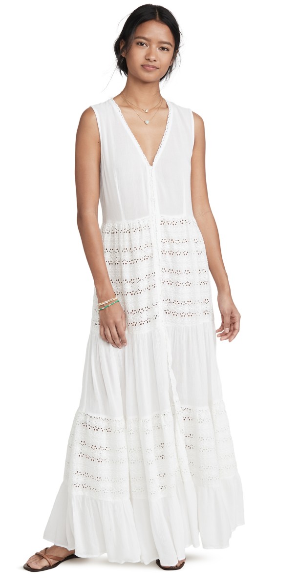 Playa Lucila Eyelet Maxi Dress Black