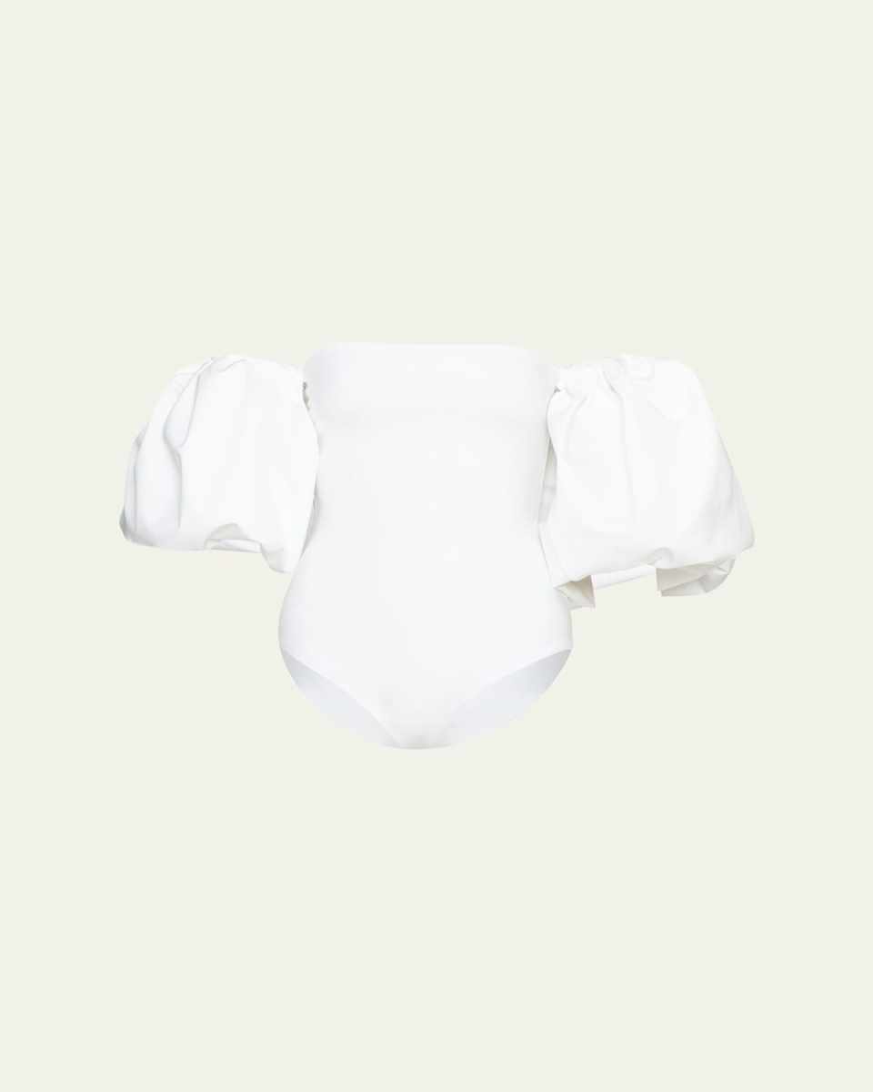 Theo Blouson-Sleeve One-Piece Swimsuit
