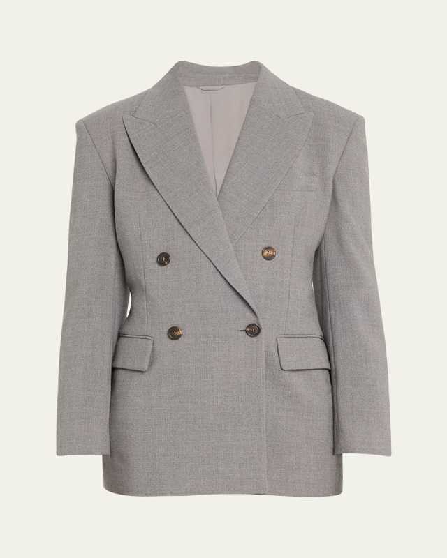 Double-Breasted Panama Wool Jacket