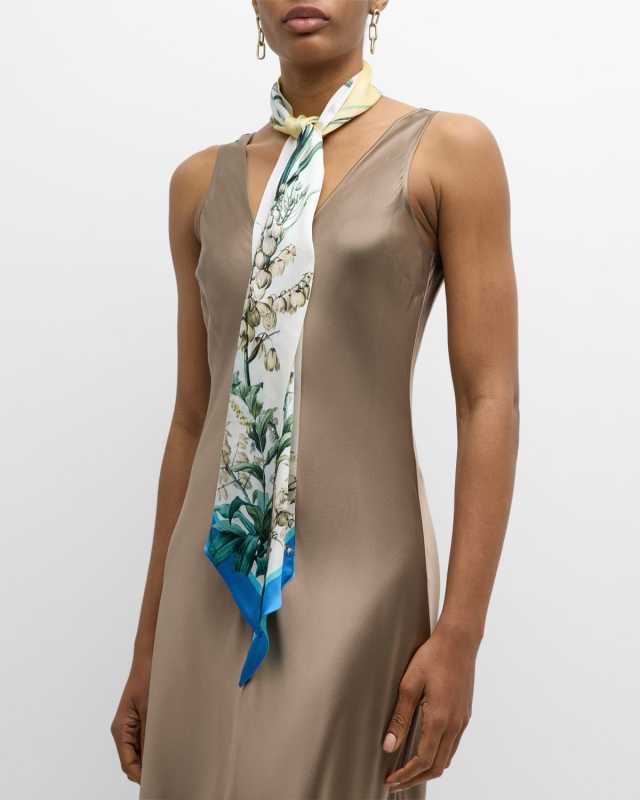 Valentina Silk Twill Skinny Scarf