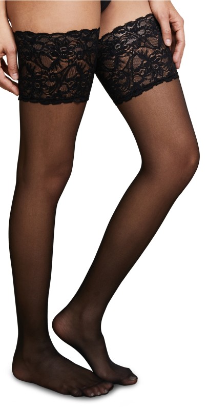 Falke Seidenglatt Lace Stay Ups Black