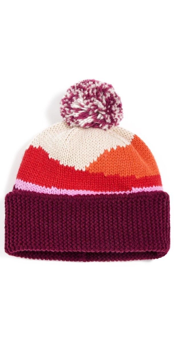 Faherty Abstract Sun & Wave Beanie 608 Red Mult
