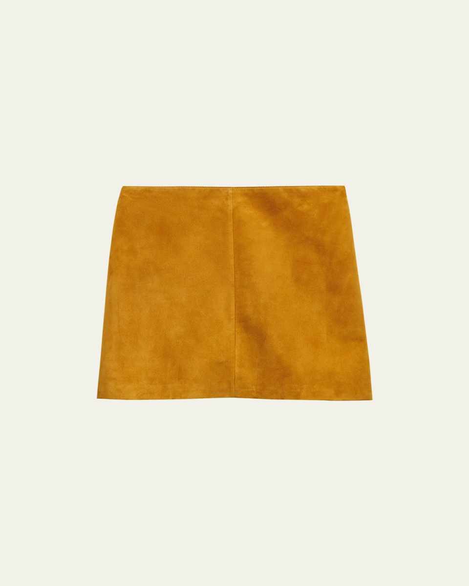 Waxed Suede Mini Skirt