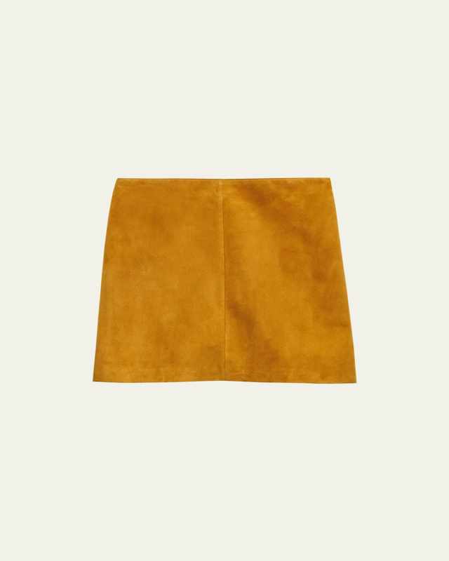 Waxed Suede Mini Skirt