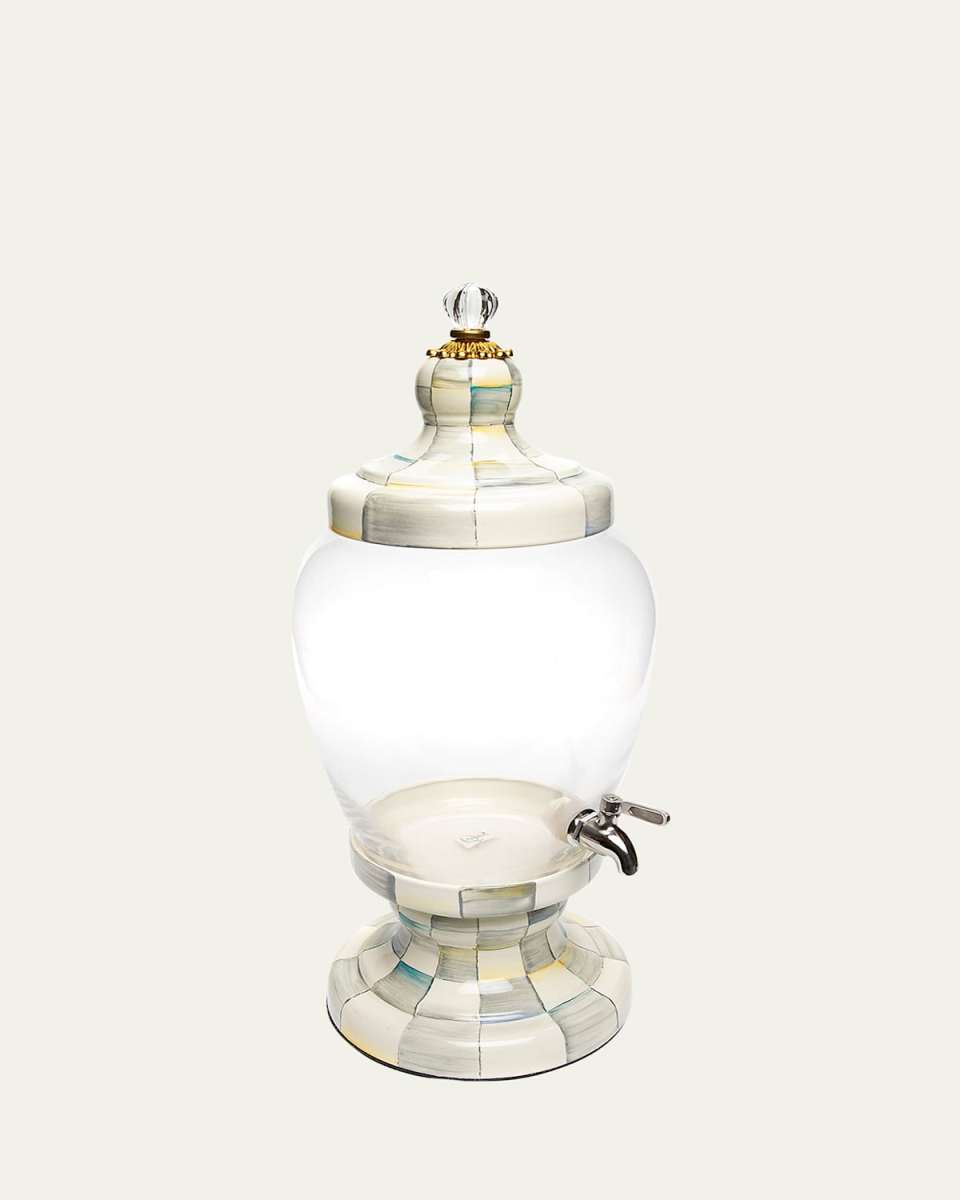 Sterling Check Enamel Beverage Hostess
