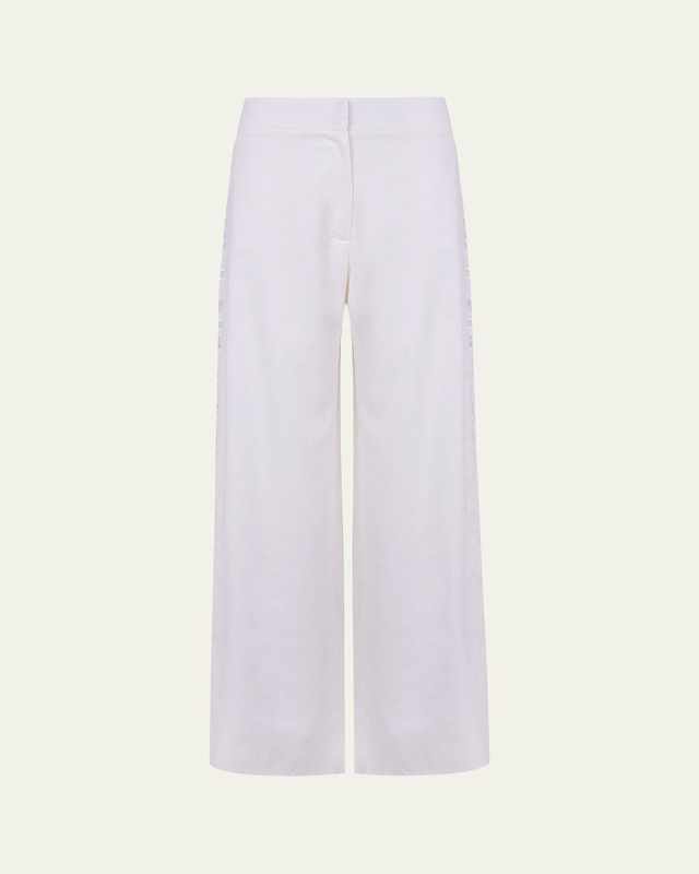 Solid Bree Geometric Embroidered Pants