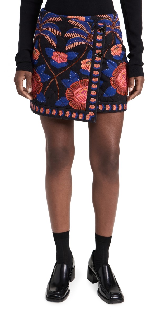 FARM Rio Living Bloom Black Miniskirt LIVING BLOOM BLACK