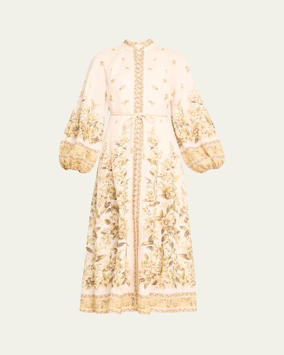 Golden Buttoned Midi Dress