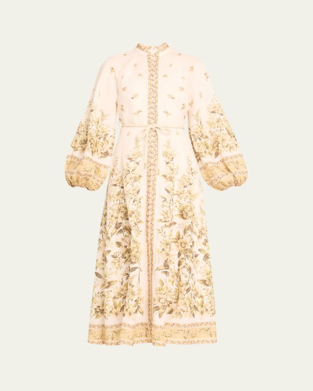 Golden Buttoned Midi Dress
