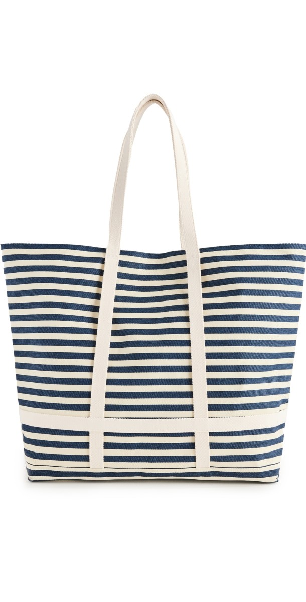 Hat Attack Sunhat Sized Traveler Tote Navy Stripe