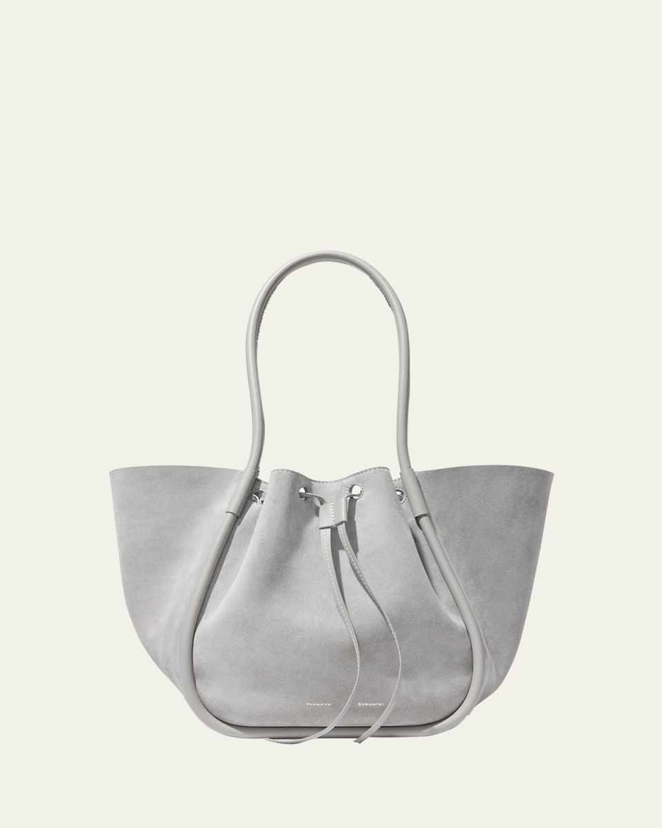 Large Drawstring Suede Tote Bag