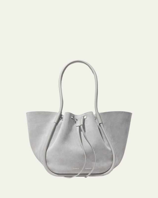 Large Drawstring Suede Tote Bag