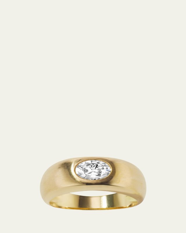 18K Yellow Gold Natural Oval Diamond Shani Ring, Size